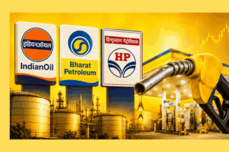 Crude oil price chart showing drop below $82 per barrel amid Iran-US talks and Indian oil PSU losses